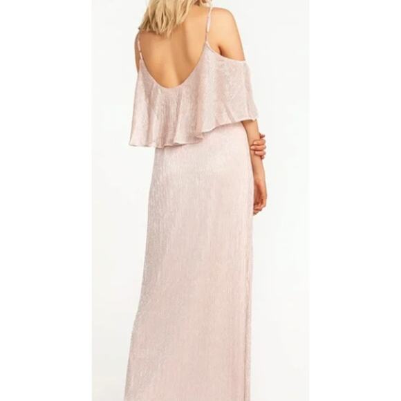 Show Me Your Mumu Caitlin Ruffle Maxi Dress Gown Mauve Metallic Pink Size XS NEW - Picture 2 of 10